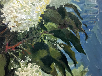 Oil painting of white hydrangea by Afanasyev Vladimir Ilyich