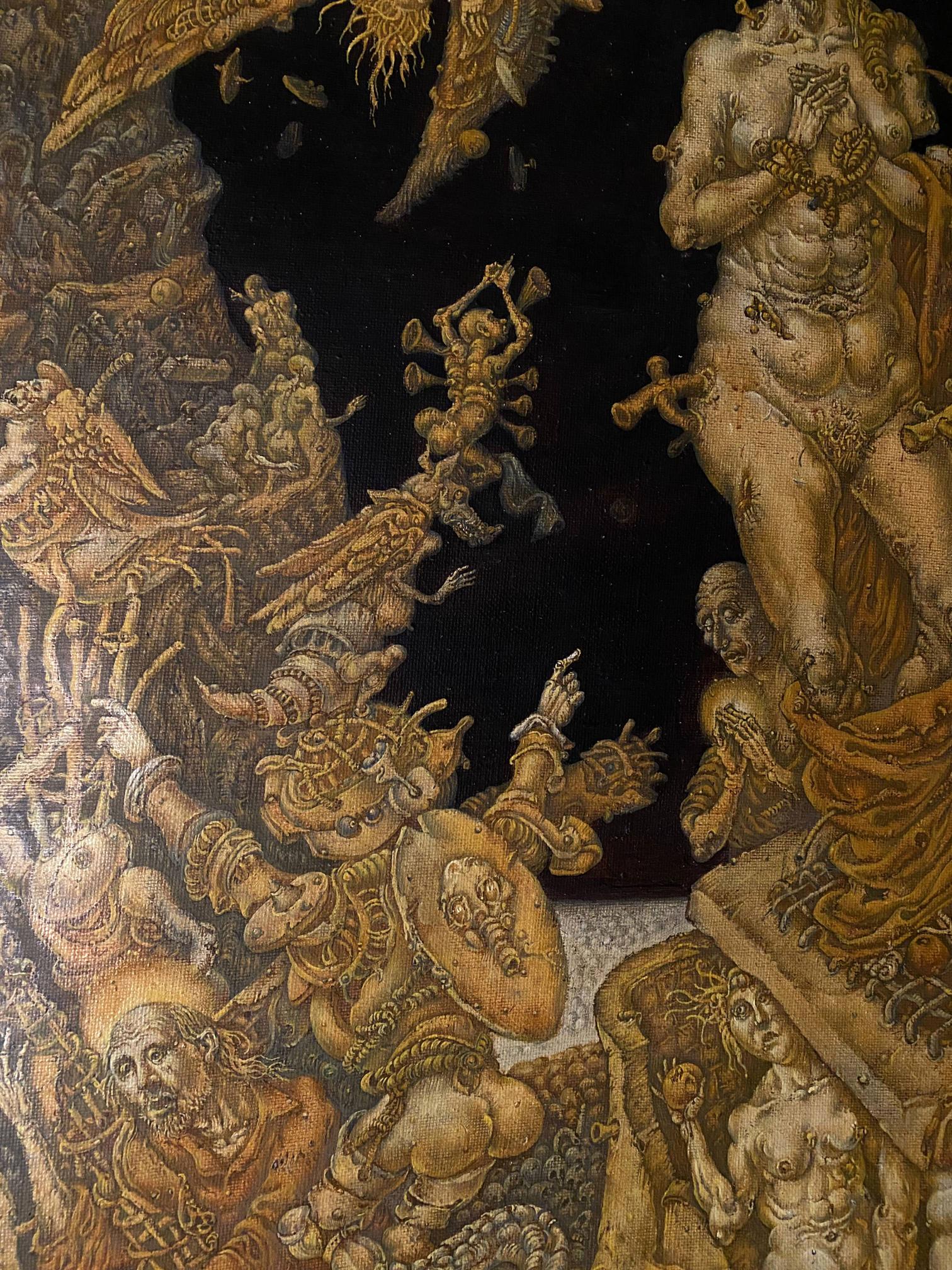 20th century oil painting of apocalyptic scene by Oleg Arkad’yevich Litvinov