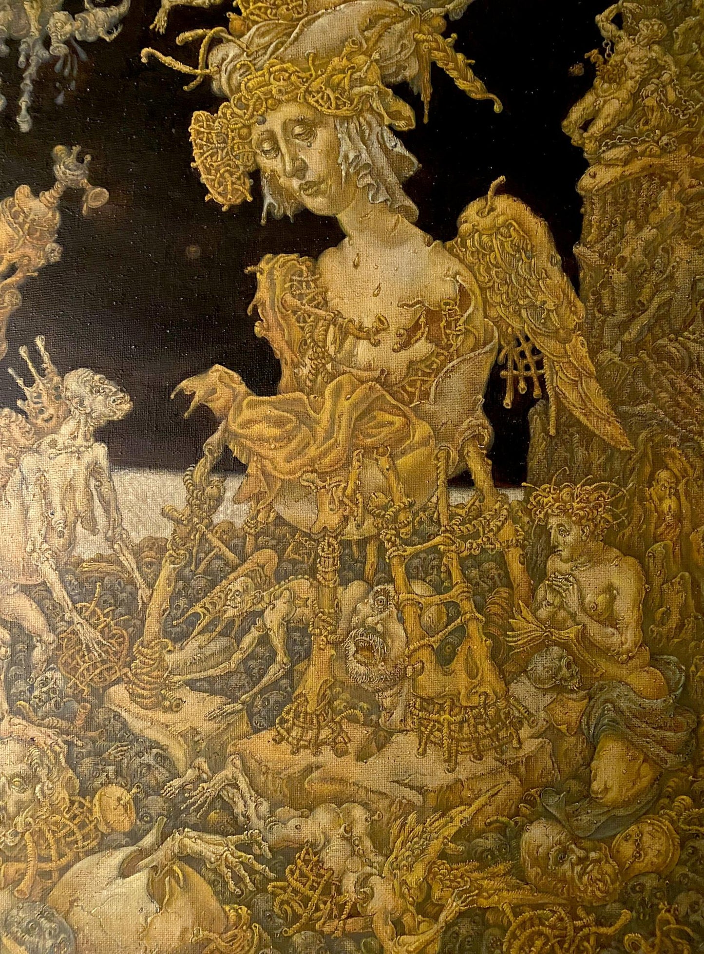 20th century oil painting of winged apocalyptic figure by Maria Litvinov Oleg Arkad’yevich