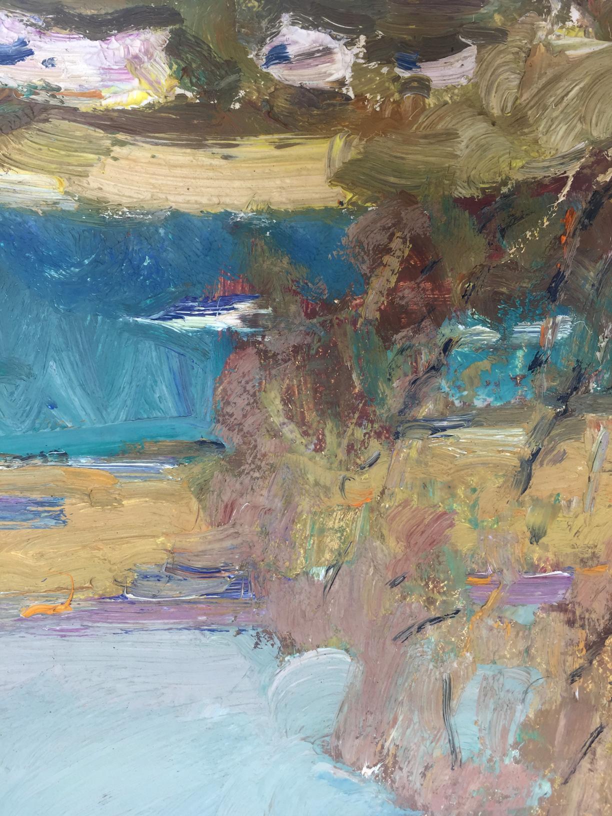 Oil painting River by Viktor Grigoryevich Sevastyanov, coastal cliffs