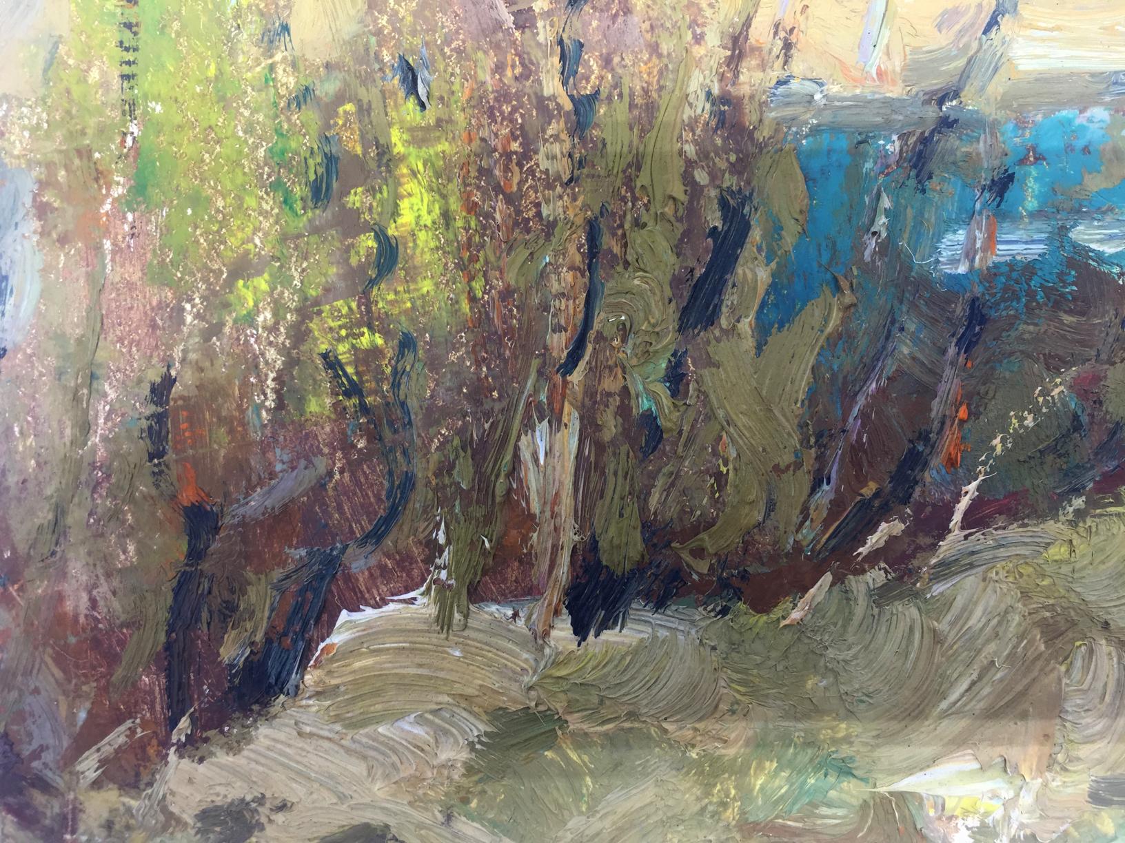 Oil painting River by Viktor Grigoryevich Sevastyanov, abstract earthy tones