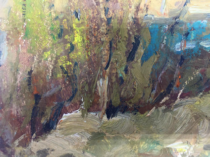 Oil painting River by Viktor Grigoryevich Sevastyanov, abstract earthy tones