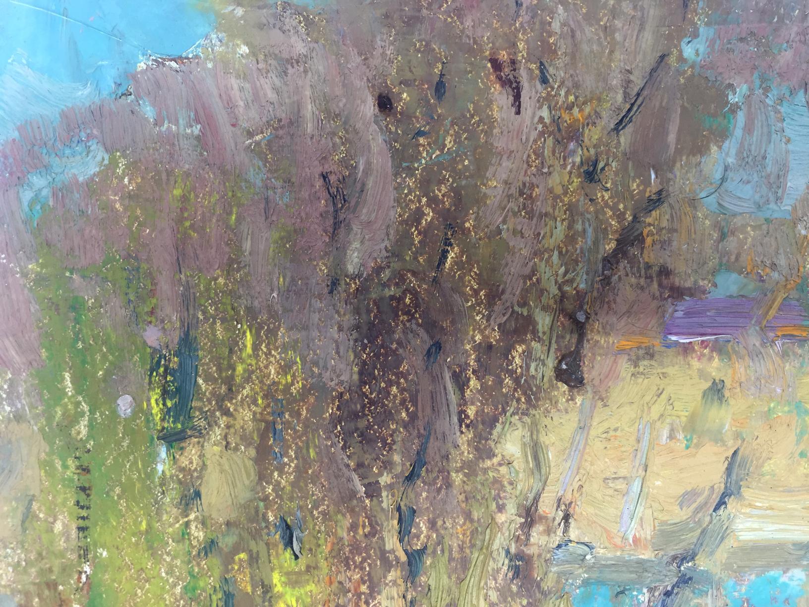 Oil painting River by Viktor Grigoryevich Sevastyanov, abstract expressionist with bold earthy tones