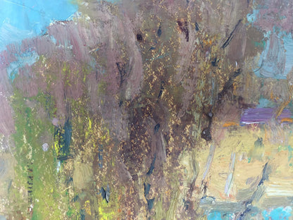 Oil painting River by Viktor Grigoryevich Sevastyanov, abstract expressionist with bold earthy tones