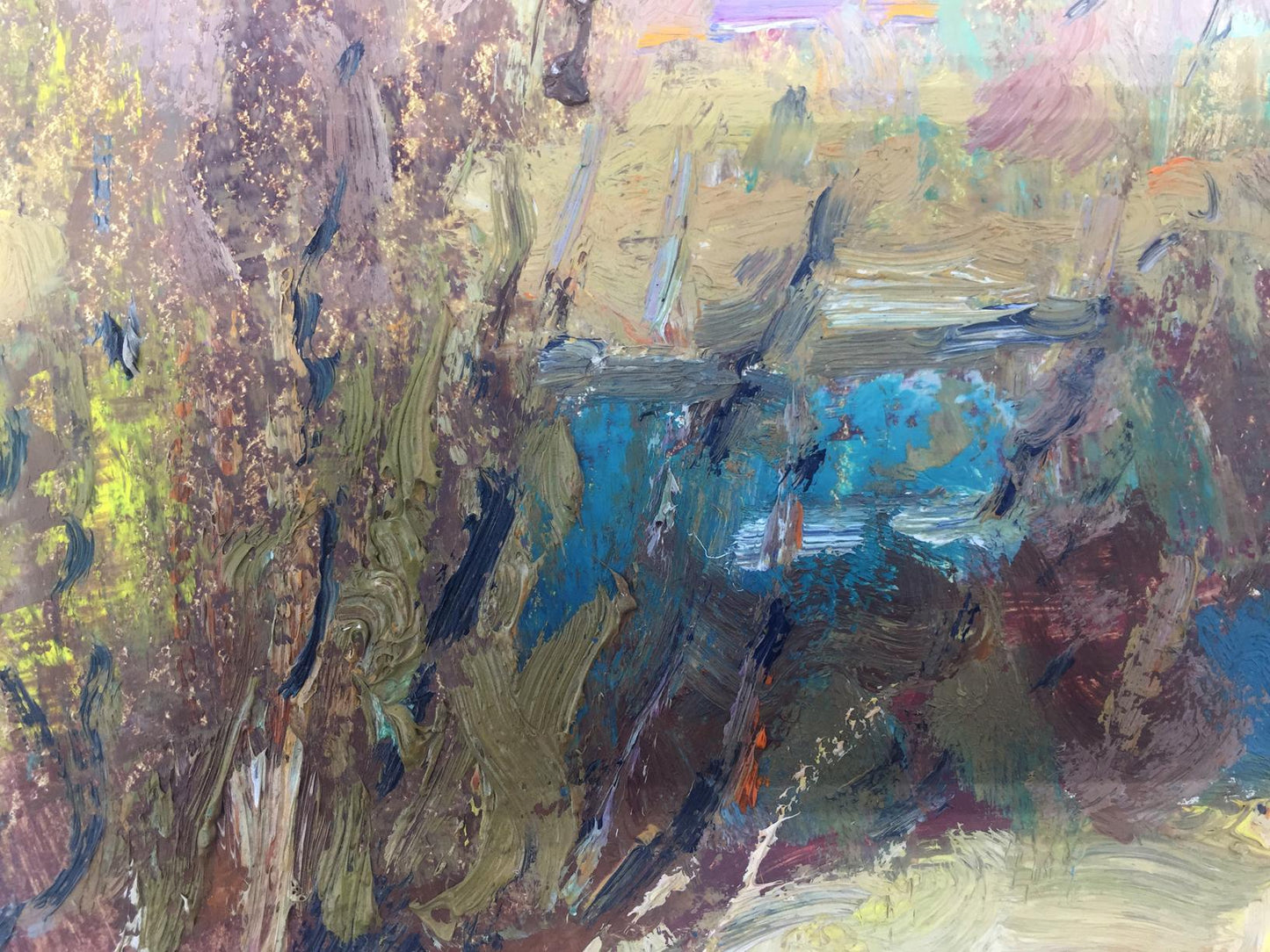 Oil painting River by Viktor Grigoryevich Sevastyanov, abstract expressionist textured brushstrokes