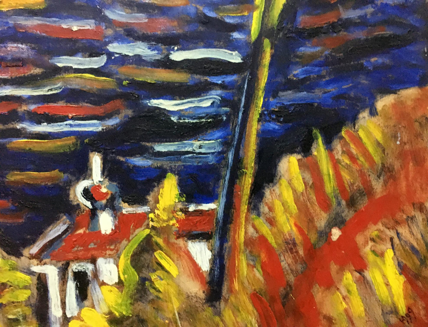 Oil painting Thoughts of the artist Kovalenko Yuri Andreevich vibrant landscape