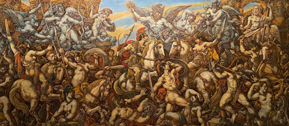 Oil painting Battle with the Amazons by Litvinov Oleg Arkad’yevich