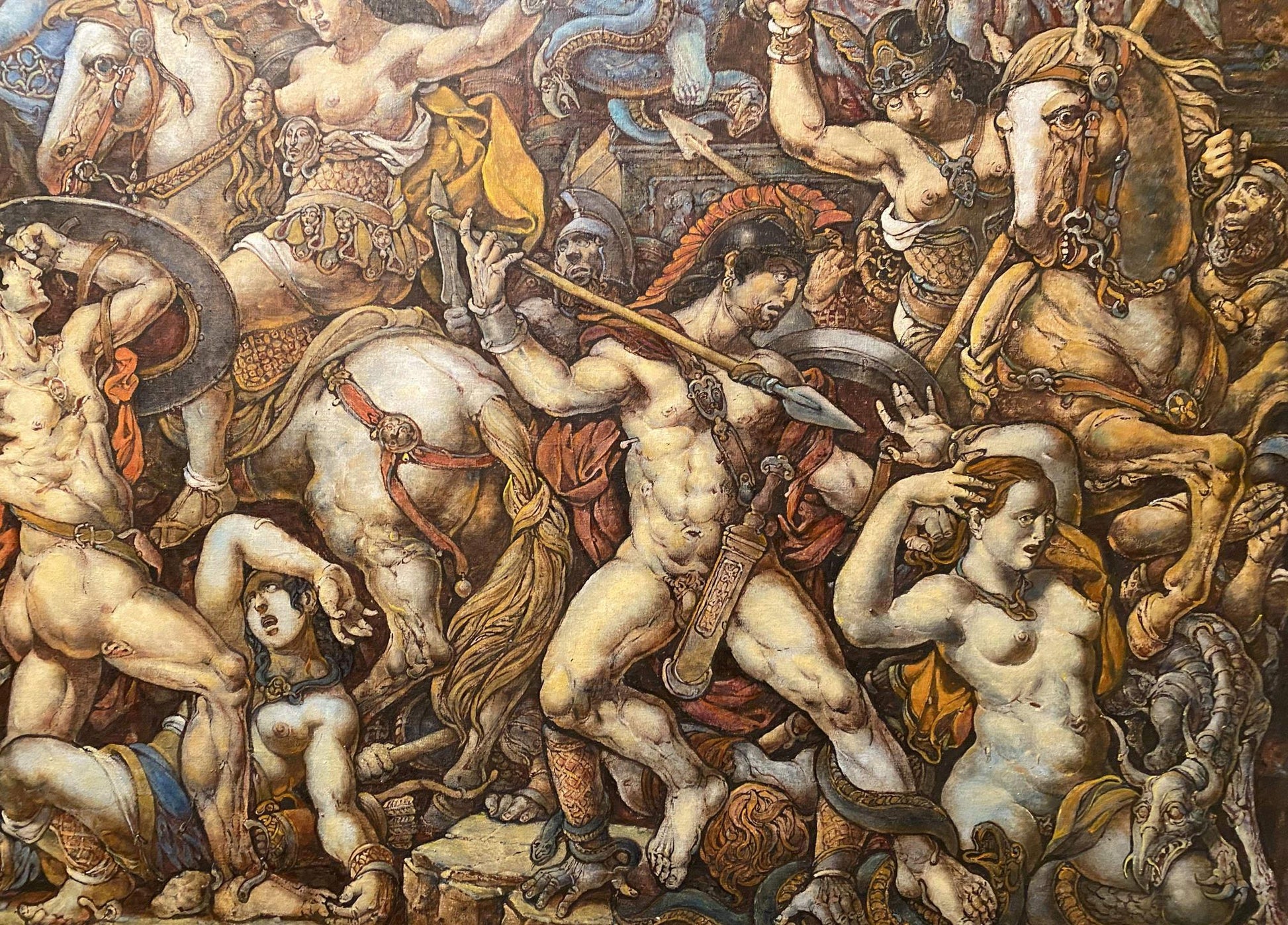 Oil painting Battle with the Amazons by Litvinov Oleg Arkad’yevich
