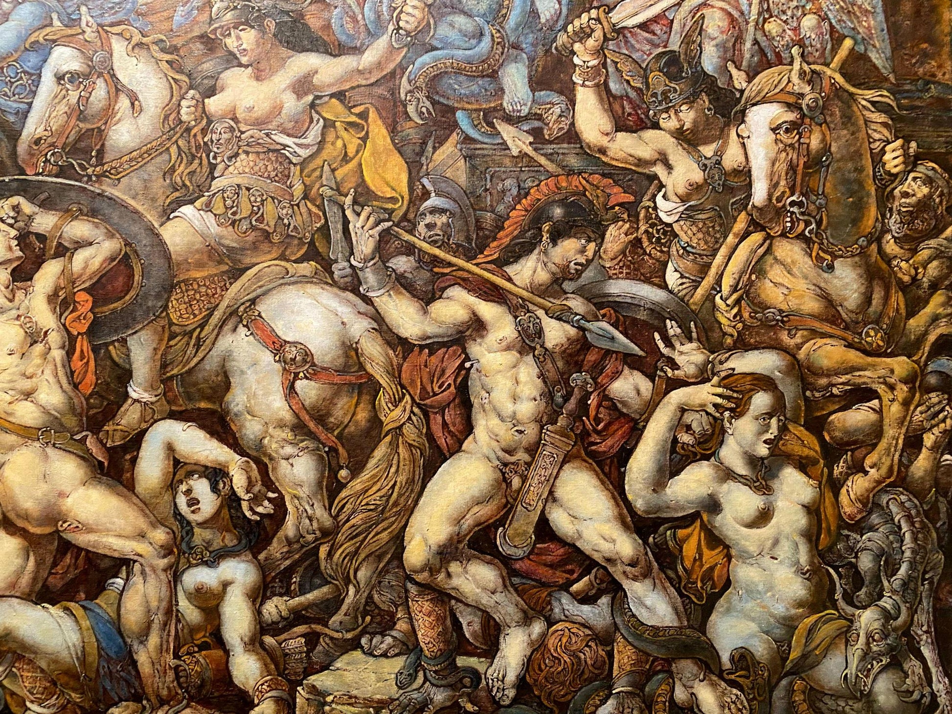 Oil painting Battle with the Amazons by Litvinov Oleg Arkad’yevich