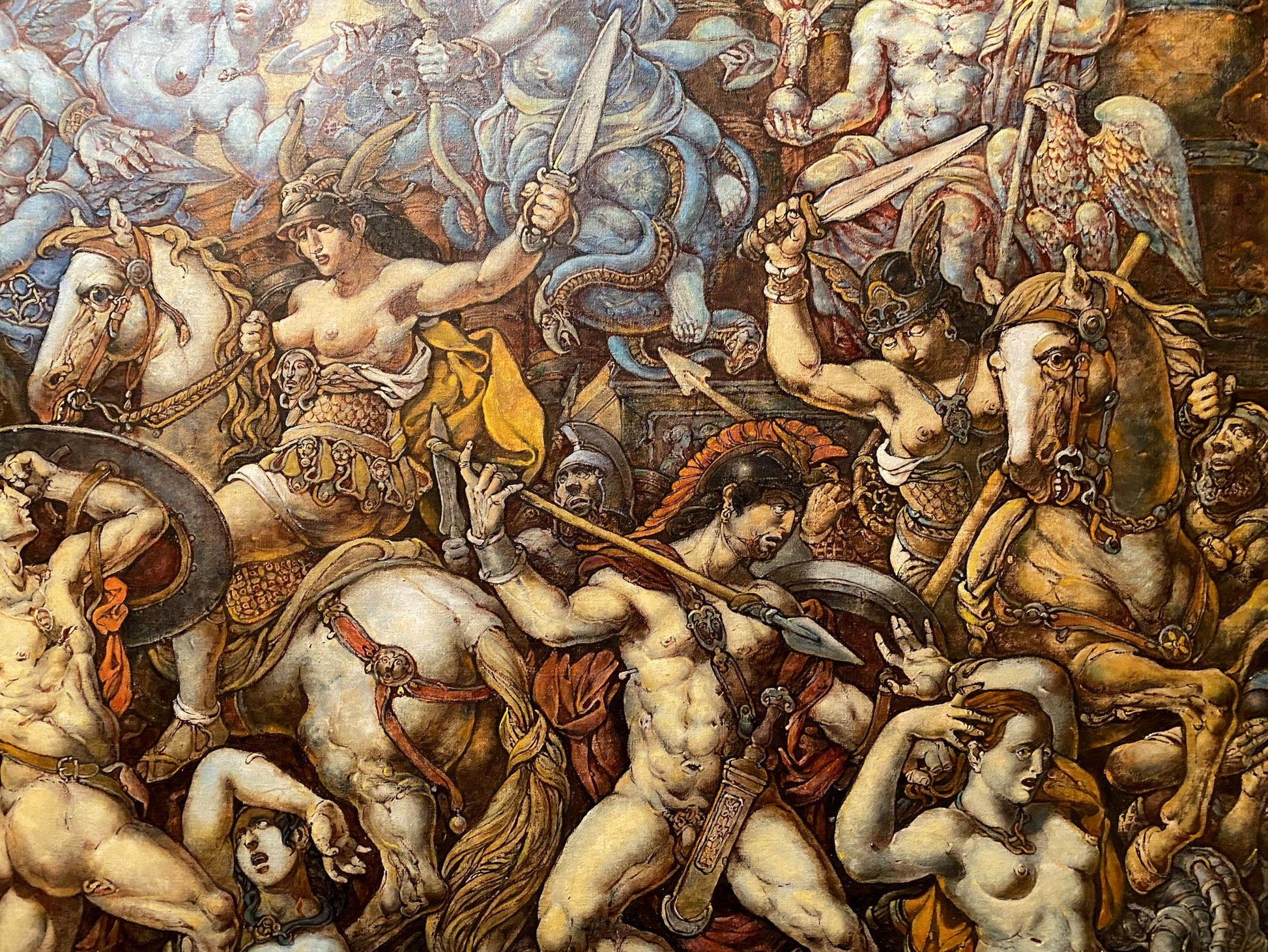 Oil painting Battle with the Amazons by Litvinov Oleg Arkad’yevich