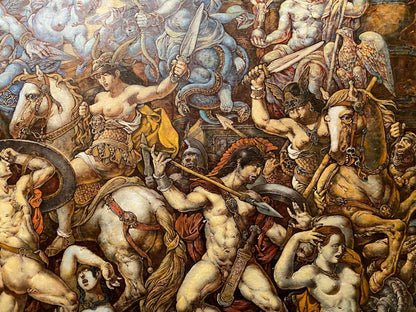 Oil painting Battle with the Amazons by Litvinov Oleg Arkad’yevich