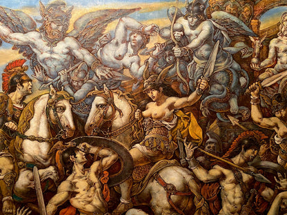 Oil painting Battle with the Amazons by Litvinov Oleg Arkad’yevich