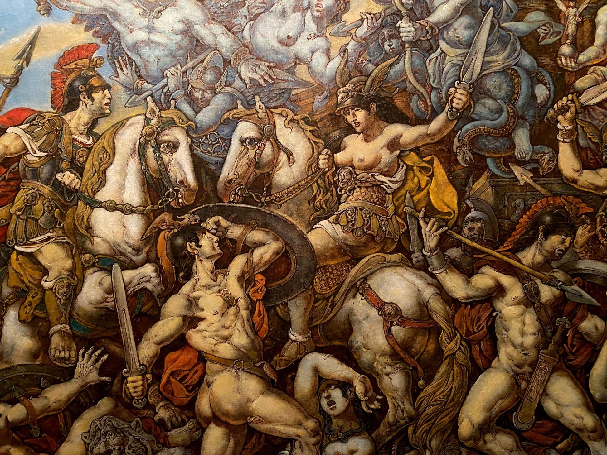 Oil painting Battle with the Amazons by Litvinov Oleg Arkad’yevich