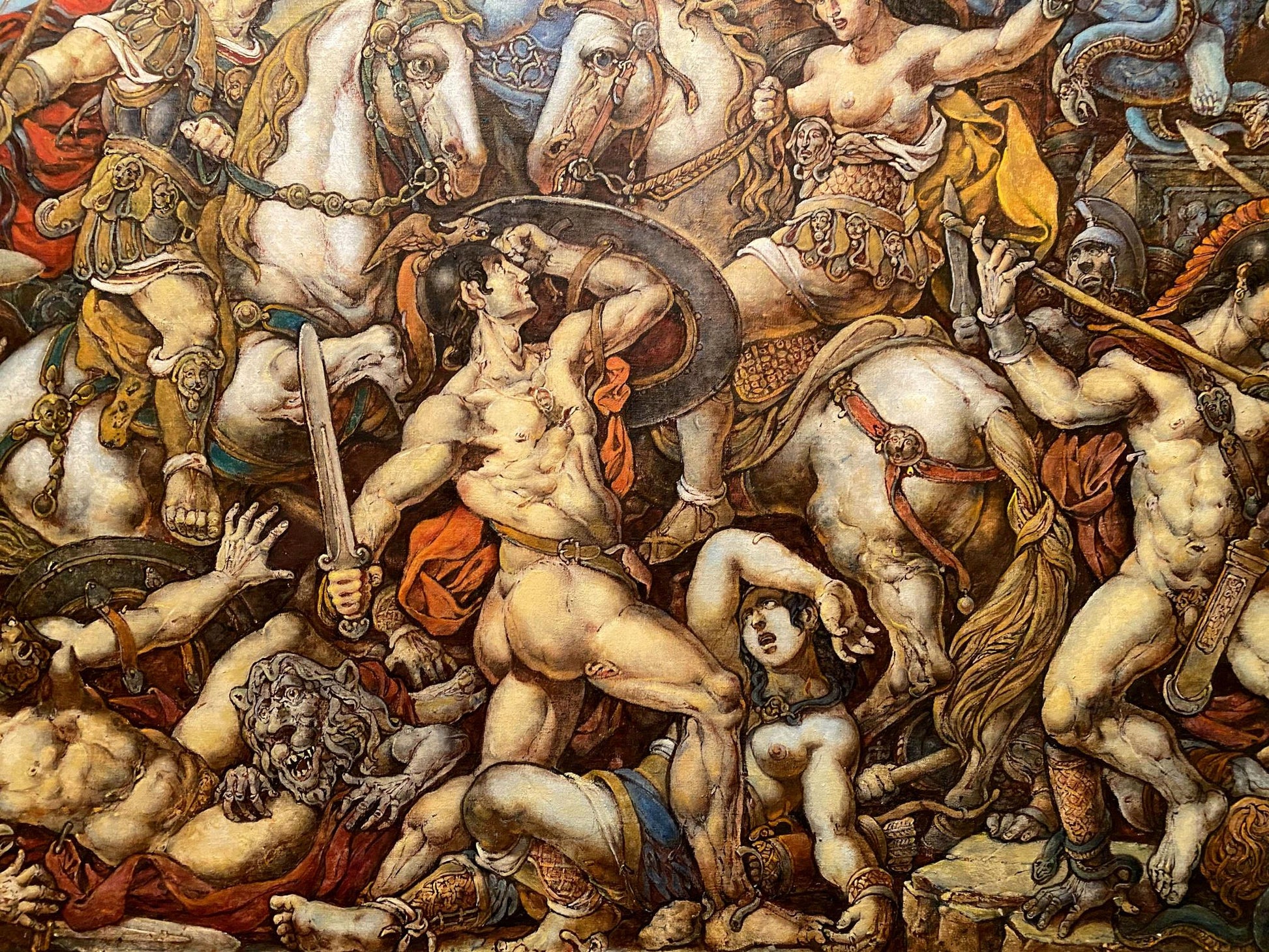 Oil painting Battle with the Amazons by Litvinov Oleg Arkad’yevich