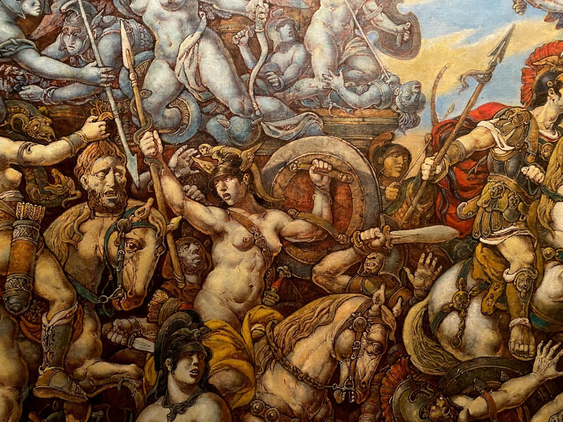 Oil painting Battle with the Amazons by Litvinov Oleg Arkad’yevich