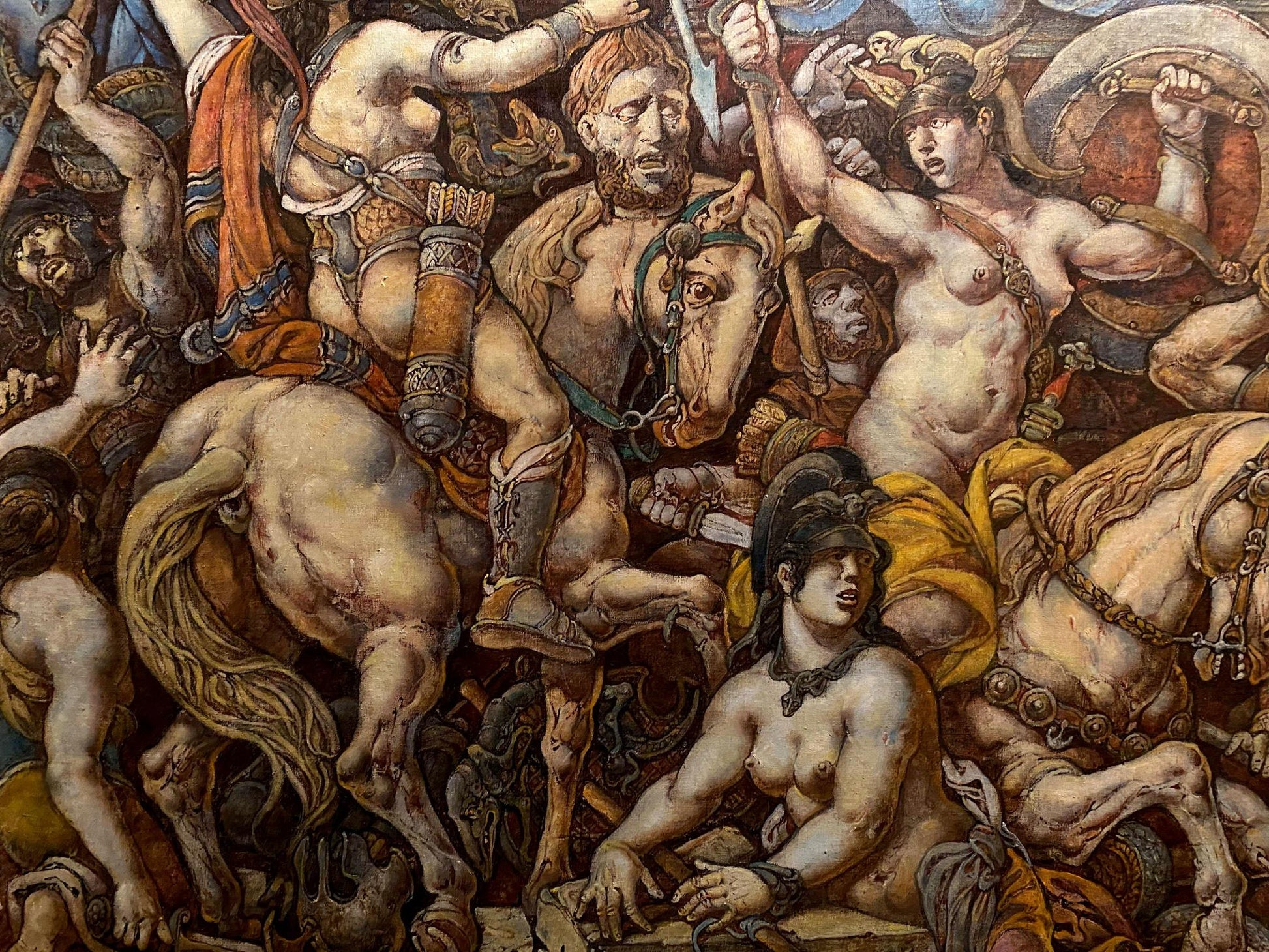 Oil painting Battle with the Amazons by Litvinov Oleg Arkad’yevich