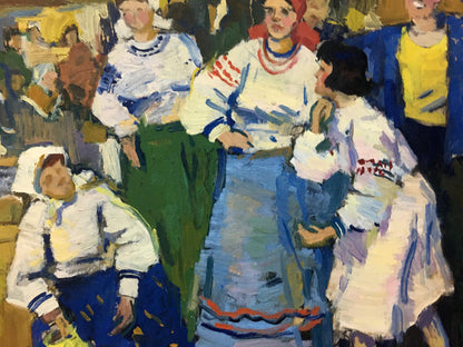 Vibrant impressionistic oil painting On the market by Pokulity Konstantin Ivanovich