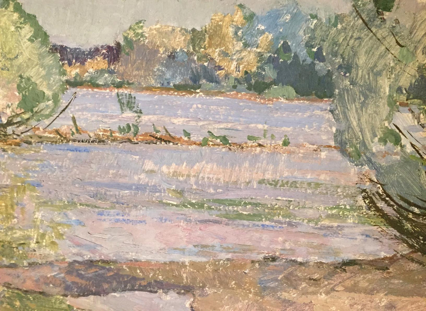 Textured impressionist oil painting Flooding by Sevastyanov Viktor Grigorievich