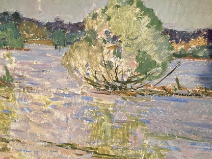 Oil painting Flooding by Sevastyanov Viktor Grigorievich, green tree on water