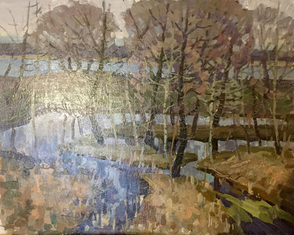 Oil painting of beautiful autumn forest by Grigory Savelievich Ruban