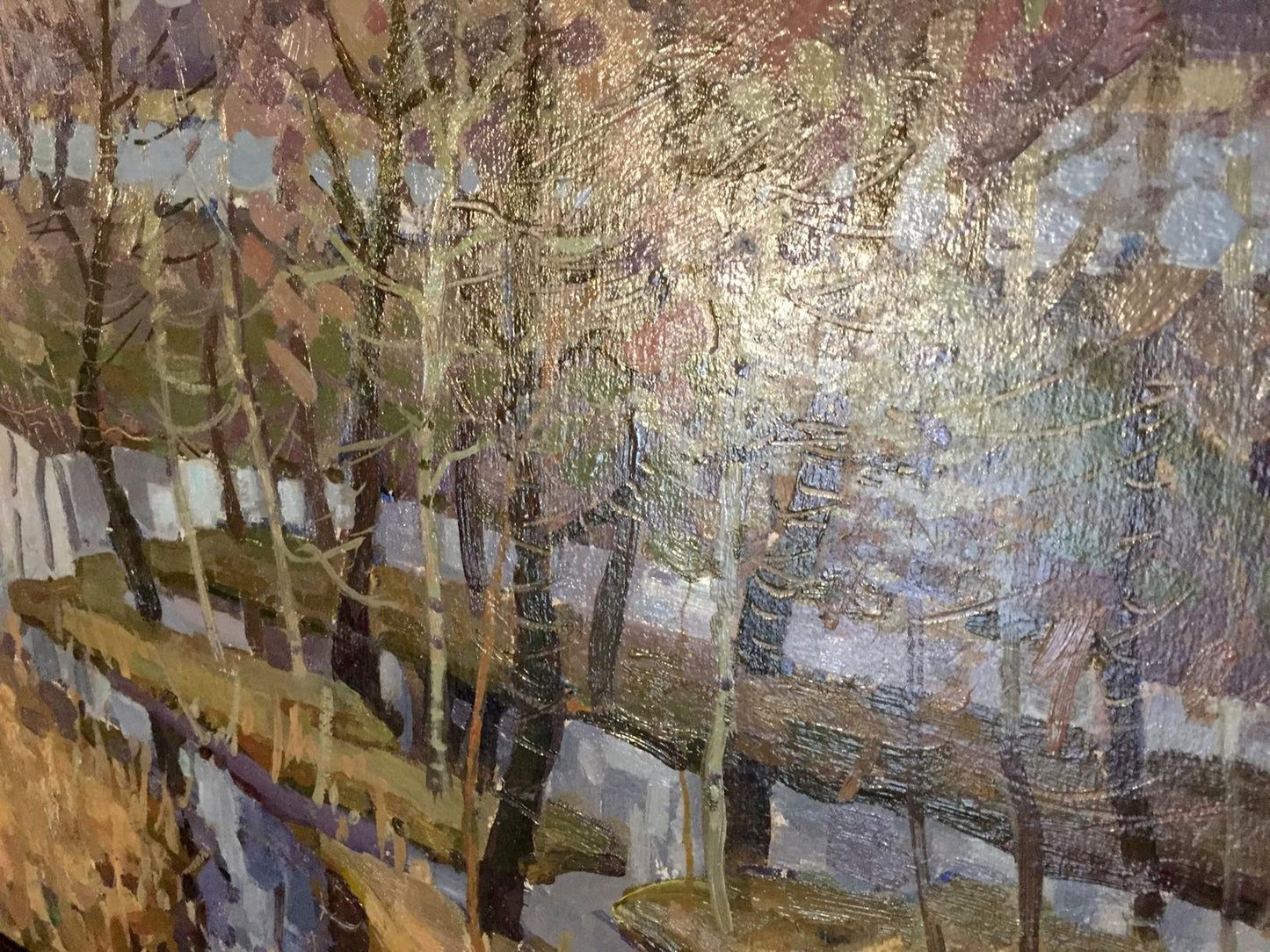 Impressionistic oil painting of bare forest trees by Grigory Savelievich Ruban