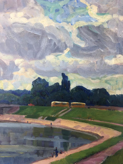 Vibrant impressionist oil painting of Village Rusanovka by Khrustalenko Nikolay Alexandrovich
