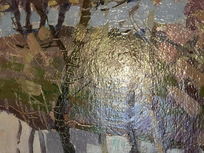 Oil painting of shimmering golden field by Grigory Savelievich Ruban