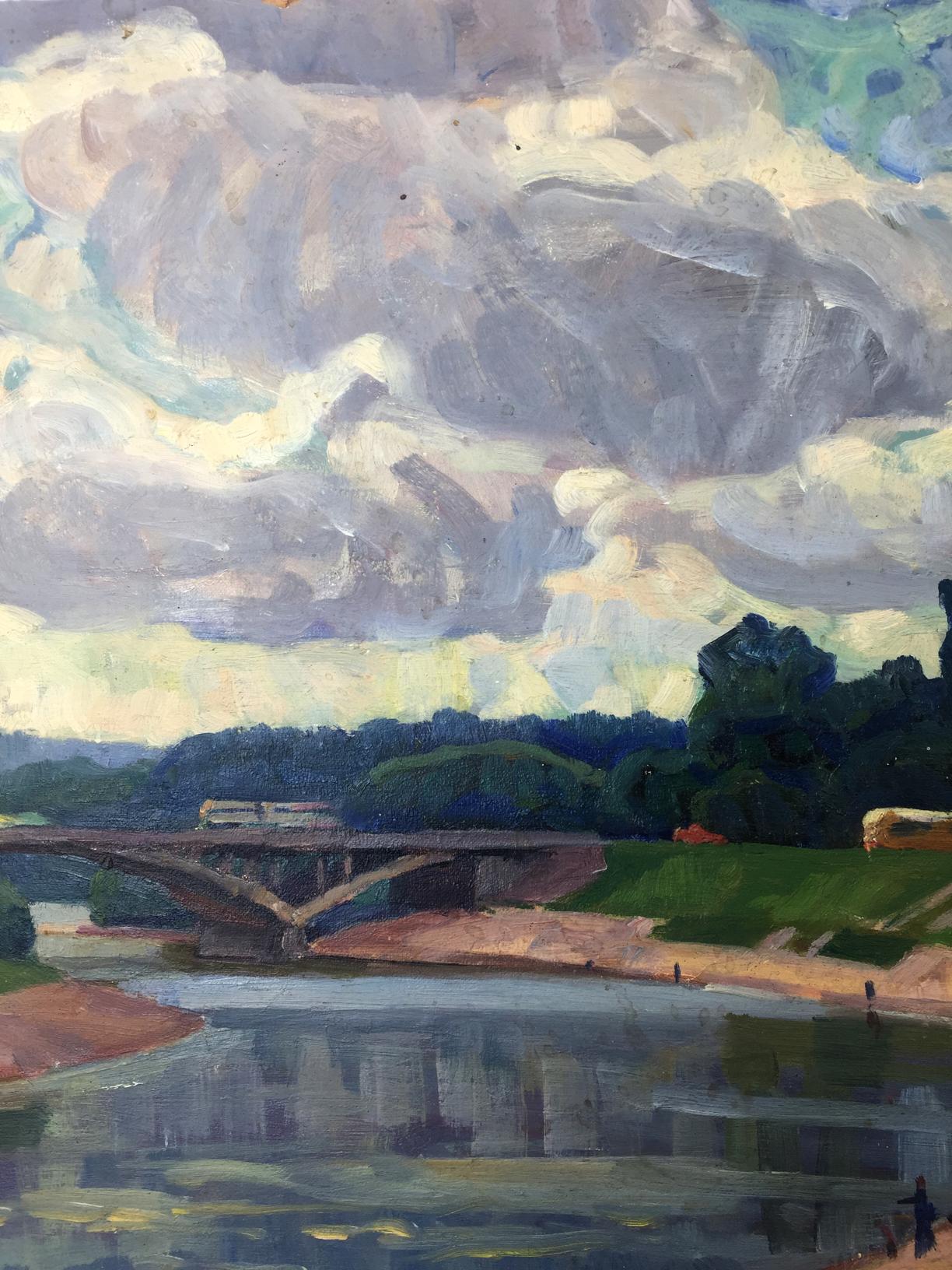 Oil painting of Village Rusanovka stone bridge by Khrustalenko Nikolay Alexandrovich