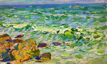 Vibrant impressionist oil painting Near the shore by Chegodar Vasily Dmitrievich