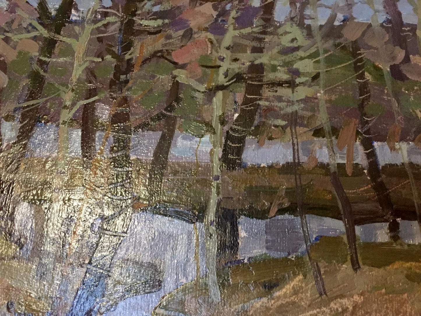 Impressionistic forest oil painting by Grigory Savelievich Ruban