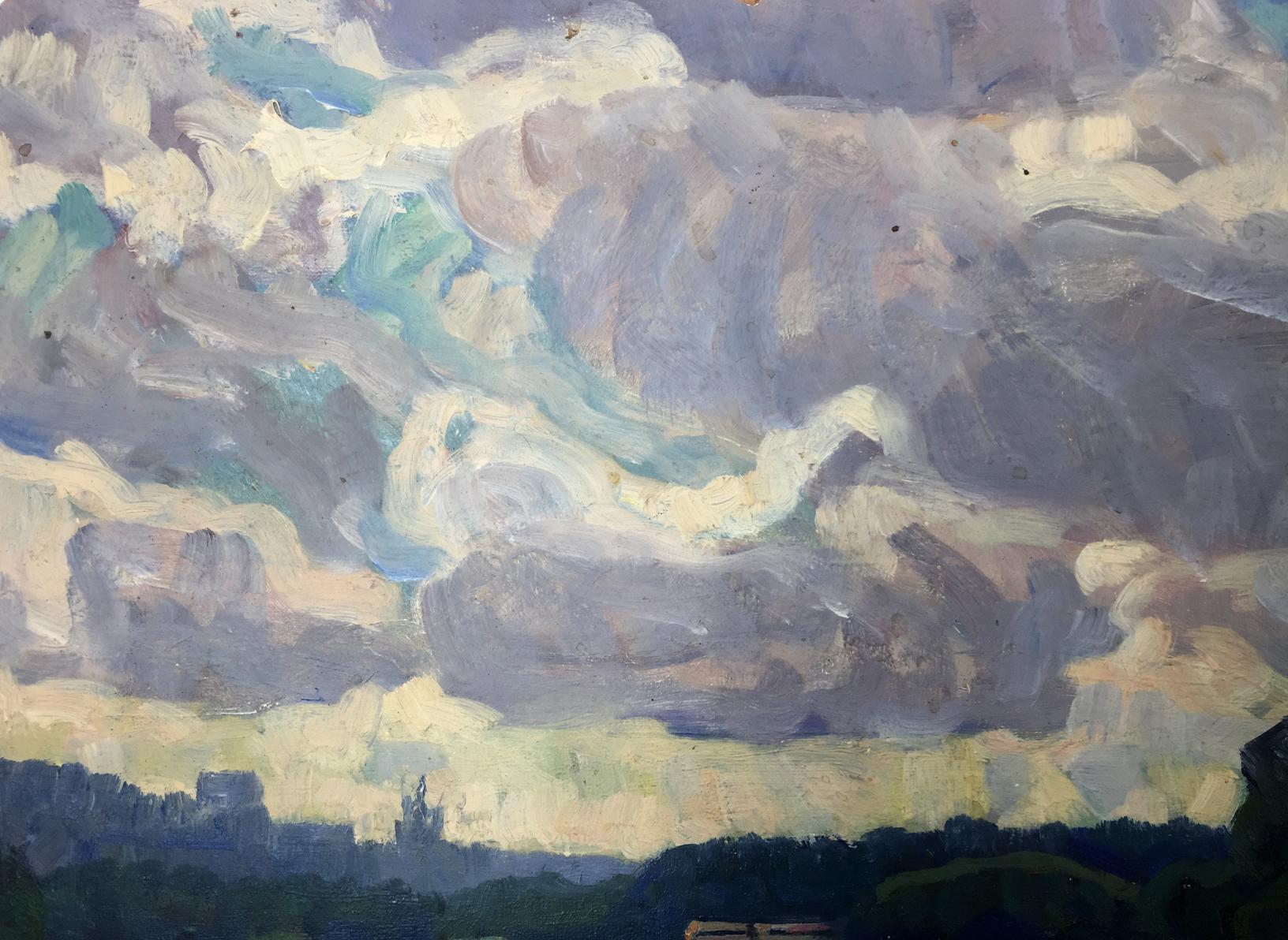 Textured impressionistic oil painting of swirling clouds by Khrustalenko Nikolay Alexandrovich