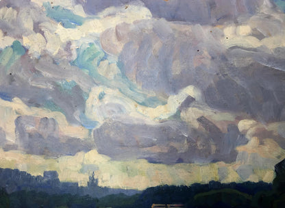 Textured impressionistic oil painting of swirling clouds by Khrustalenko Nikolay Alexandrovich