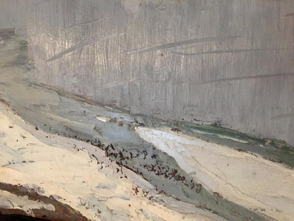 Oil painting Frost by Egorov Boris Kuzmich: textured river landscape