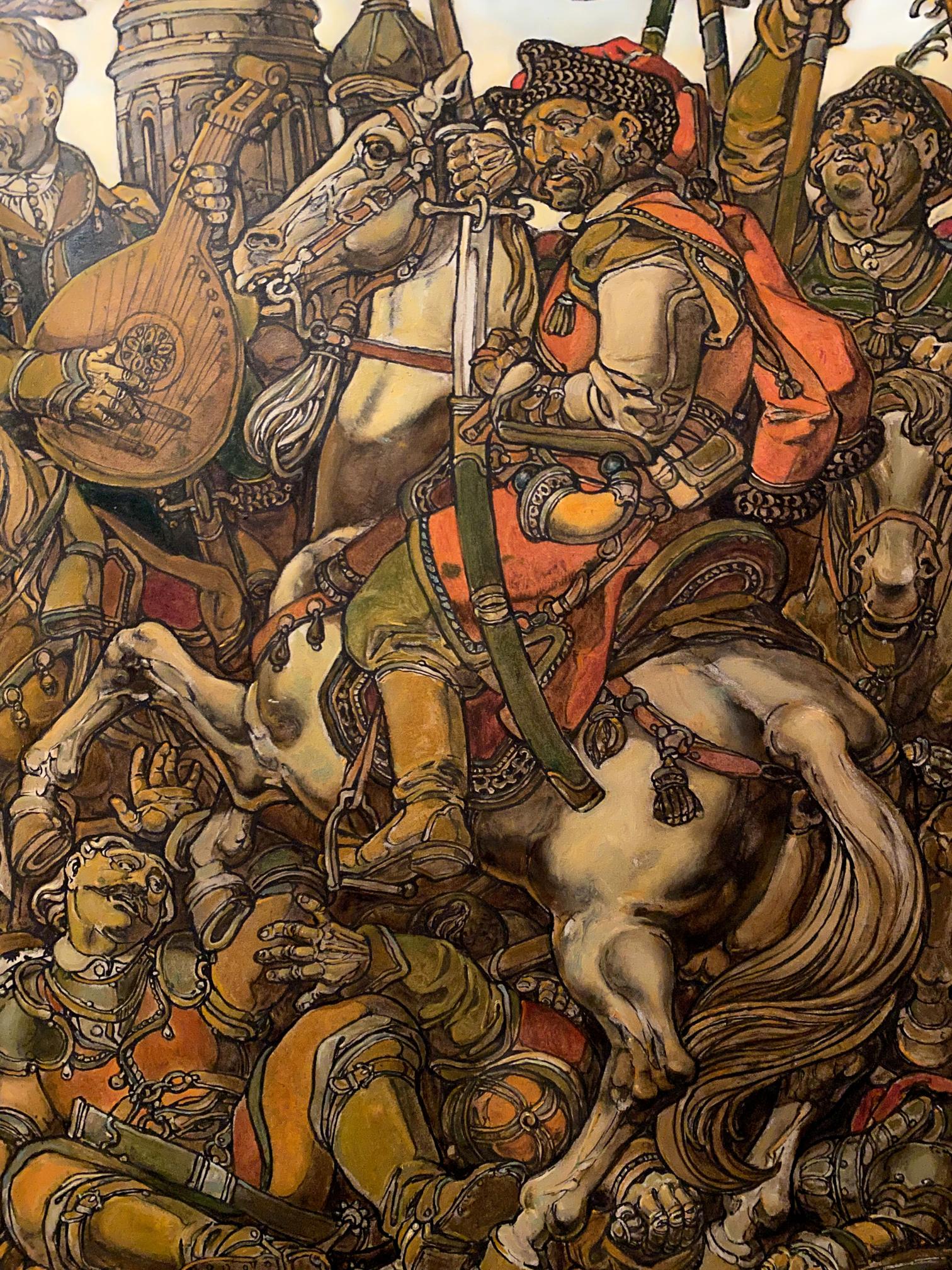Oil painting Bogdans triumph by Litvinov Oleg Arkadyevich knight on horse