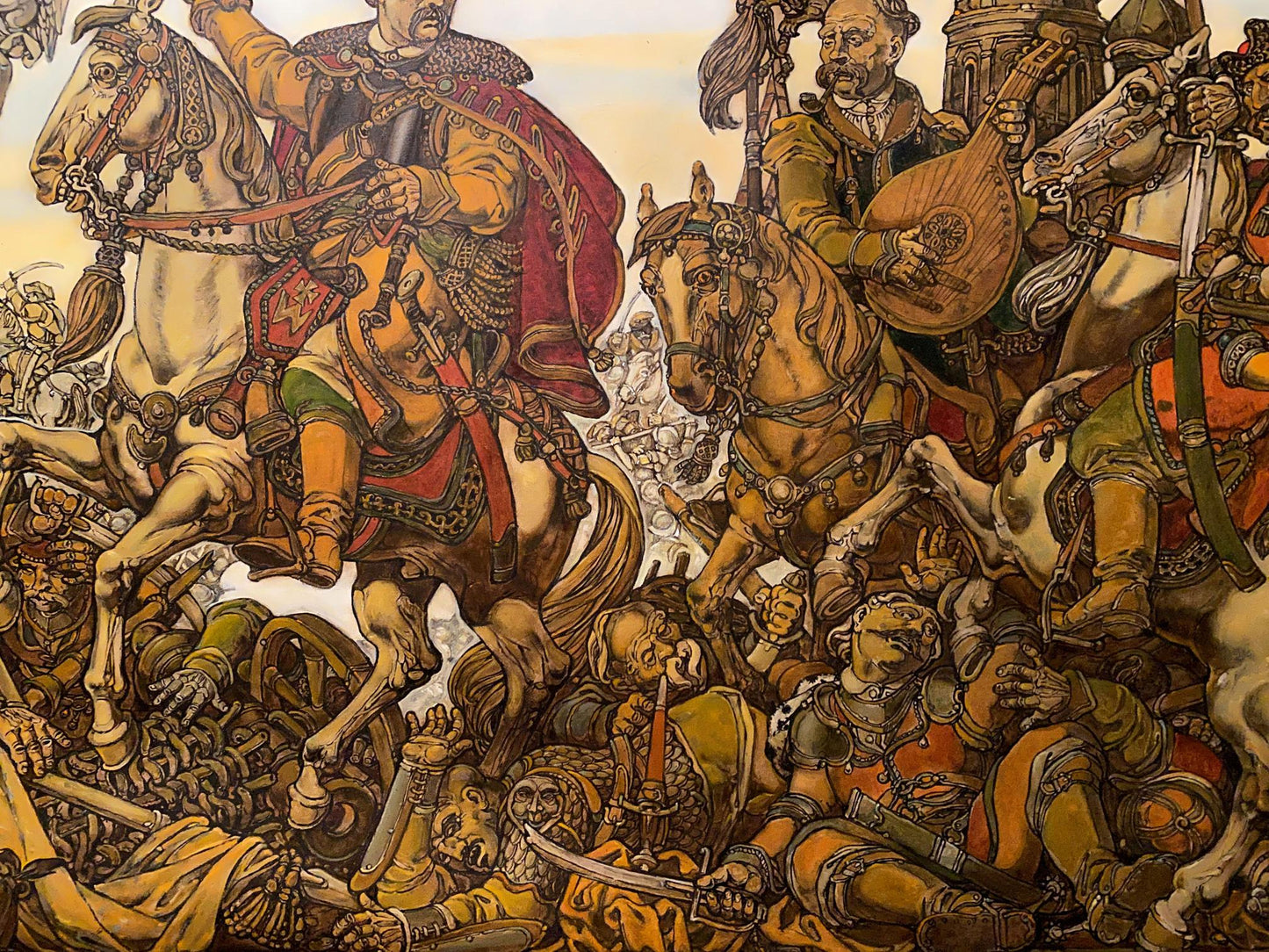 Detailed oil painting Bogdan’s triumph by Litvinov Oleg Arkad’yevich, medieval battle scene
