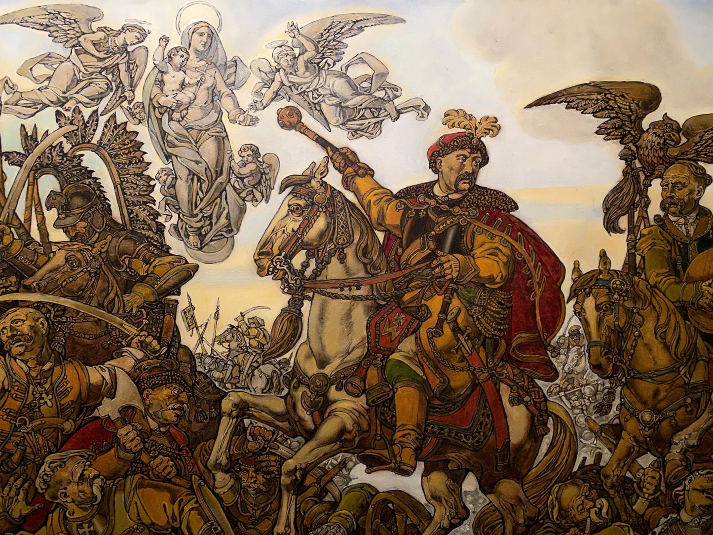 Oil painting of armored knight on horseback by Litvinov Oleg Arkad’yevich