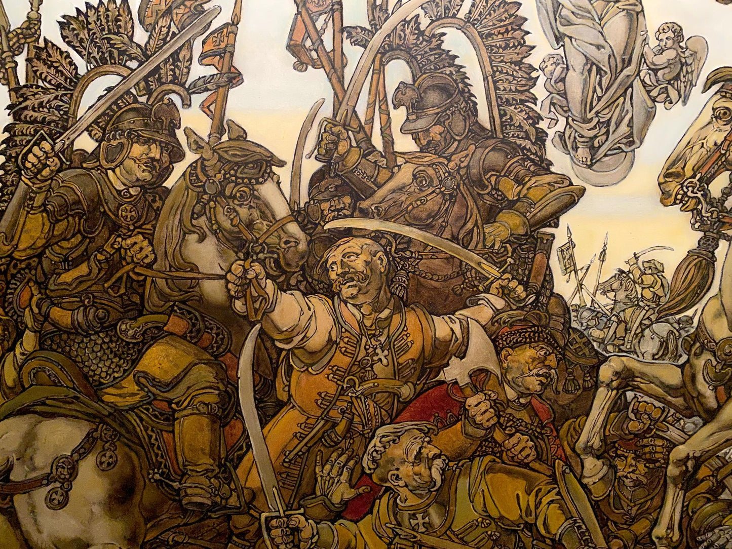 Detailed oil painting of Bogdans triumph by Litvinov Oleg Arkadyevich, medieval knights battle