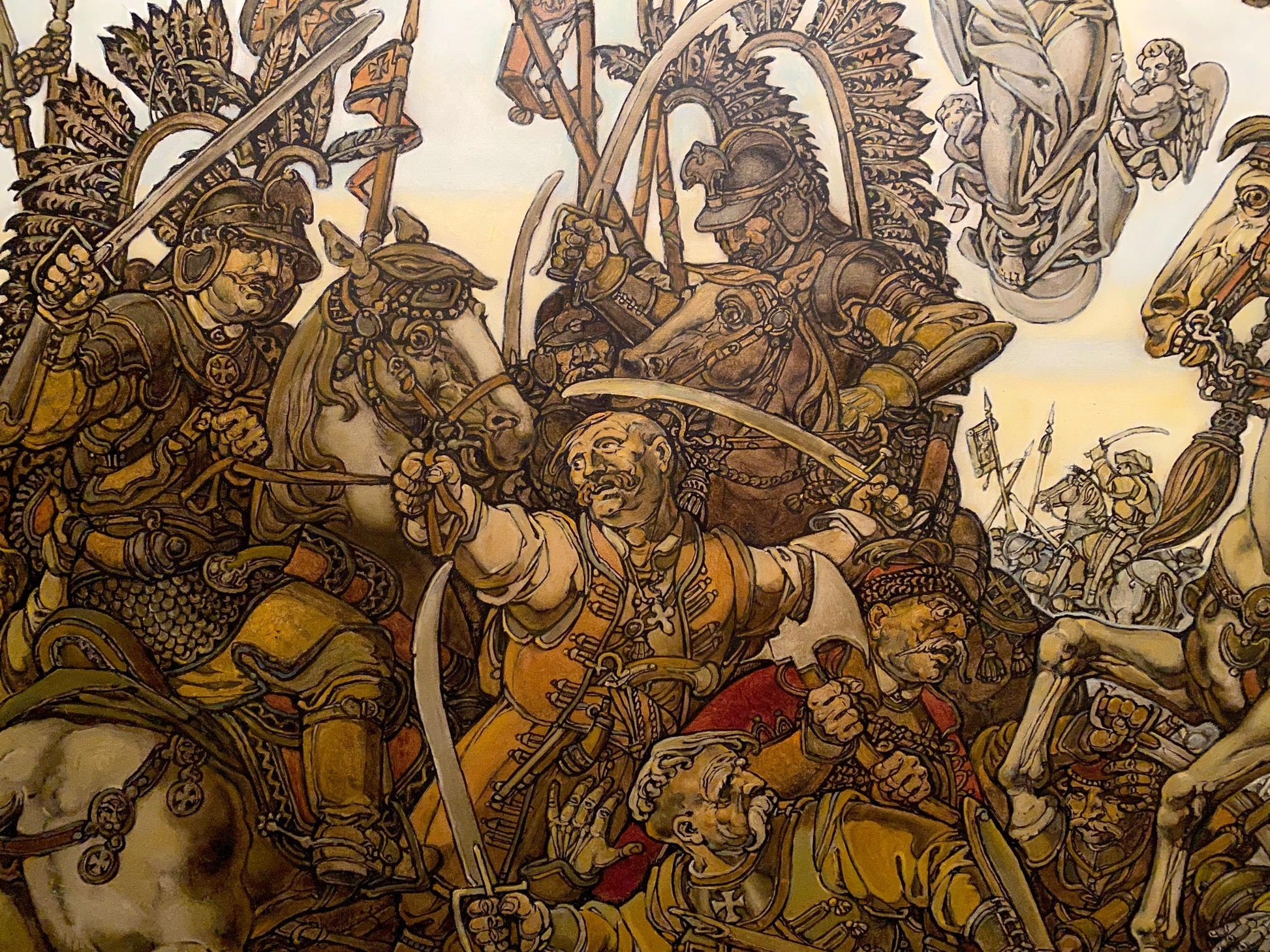 Detailed oil painting of Bogdans triumph by Litvinov Oleg Arkadyevich, medieval knights battle