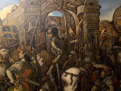 Oil painting Emperors Triumph by Litvinov Oleg Arkadyevich knight on horse