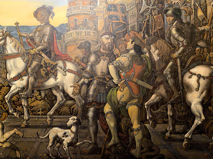 Oil painting Emperors triumph by Litvinov Oleg Arkadyevich with knights