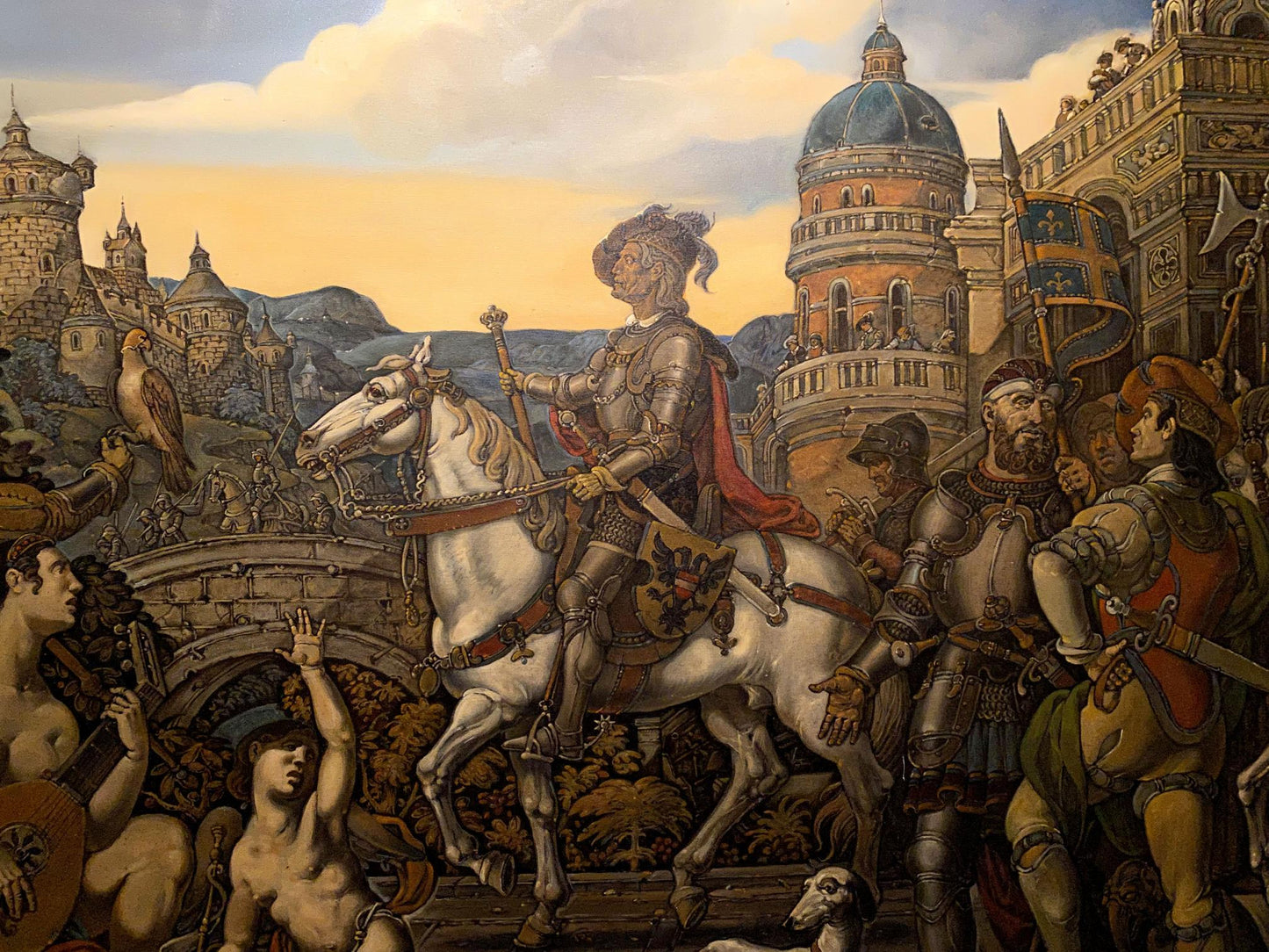 Oil painting Emperors Triumph by Litvinov Oleg Arkadyevich knight on white horse