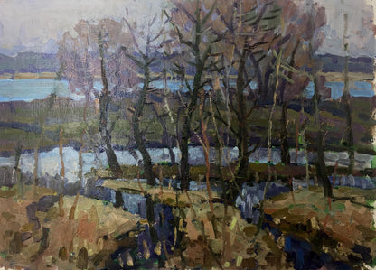 Oil painting Lowlands by Georgy Sergeevich Kolosovsky, wintry landscape