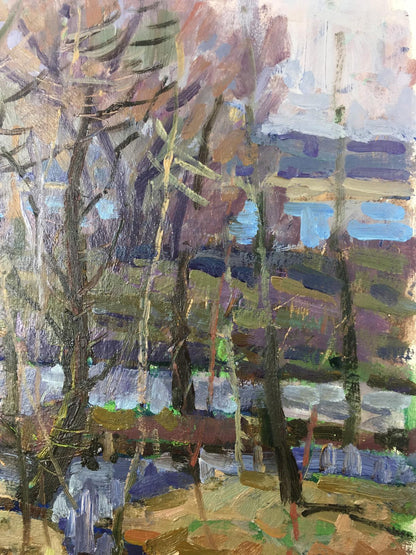 Oil painting Lowlands by Georgy Sergeevich Kolosovsky, abstract forest scene