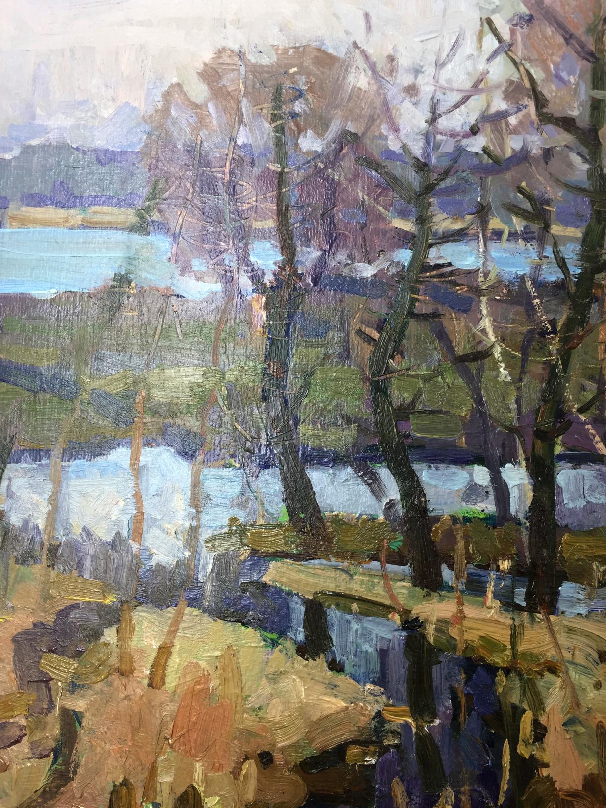 Oil painting Lowlands by Georgy Sergeevich Kolosovsky serene lakeside scene