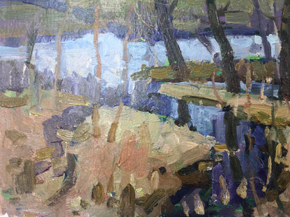 Oil painting Lowlands by Georgy Sergeevich Kolosovsky impressionistic landscape