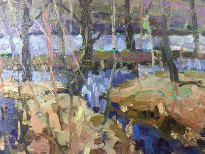 Oil painting Lowlands by Georgy Sergeevich Kolosovsky impressionistic landscape