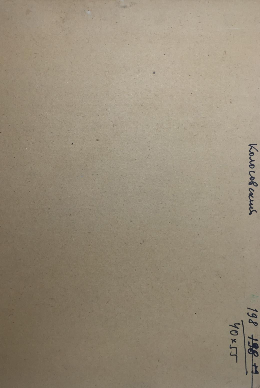 Back of Oil painting Lowlands by Georgy Sergeevich Kolosovsky with handwritten text