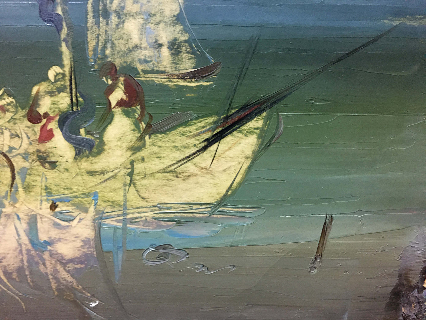 Textured impressionistic oil painting of sailboat by Zebek Vladimir Evgenievich