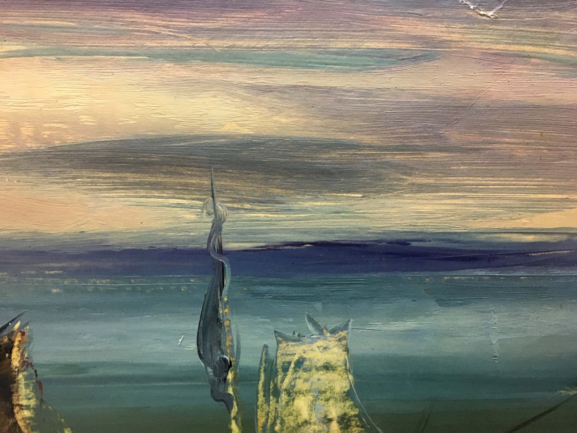 Oil painting Boats by the Sea by Zebek Vladimir Evgenievich, textured earth tones