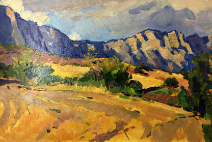 Oil painting The mountains by Gomol’skiy G. S. vibrant impressionist landscape